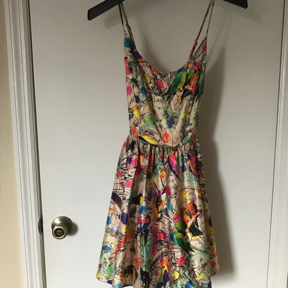 Ark & Co. spaghetti strap neon bird desss